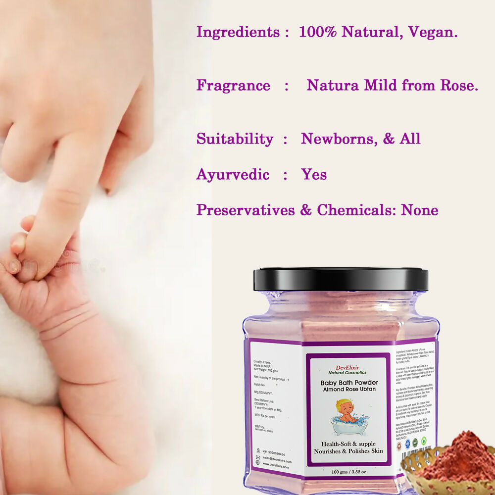 DevElixir Baby Bath Powder Almond Rose