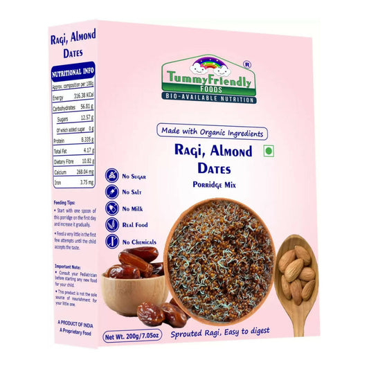 Buy TummyFriendly Foods Organic Sprouted Ragi Almonds Dates Porridge Mix from DrMediCart, Ship from India to USA