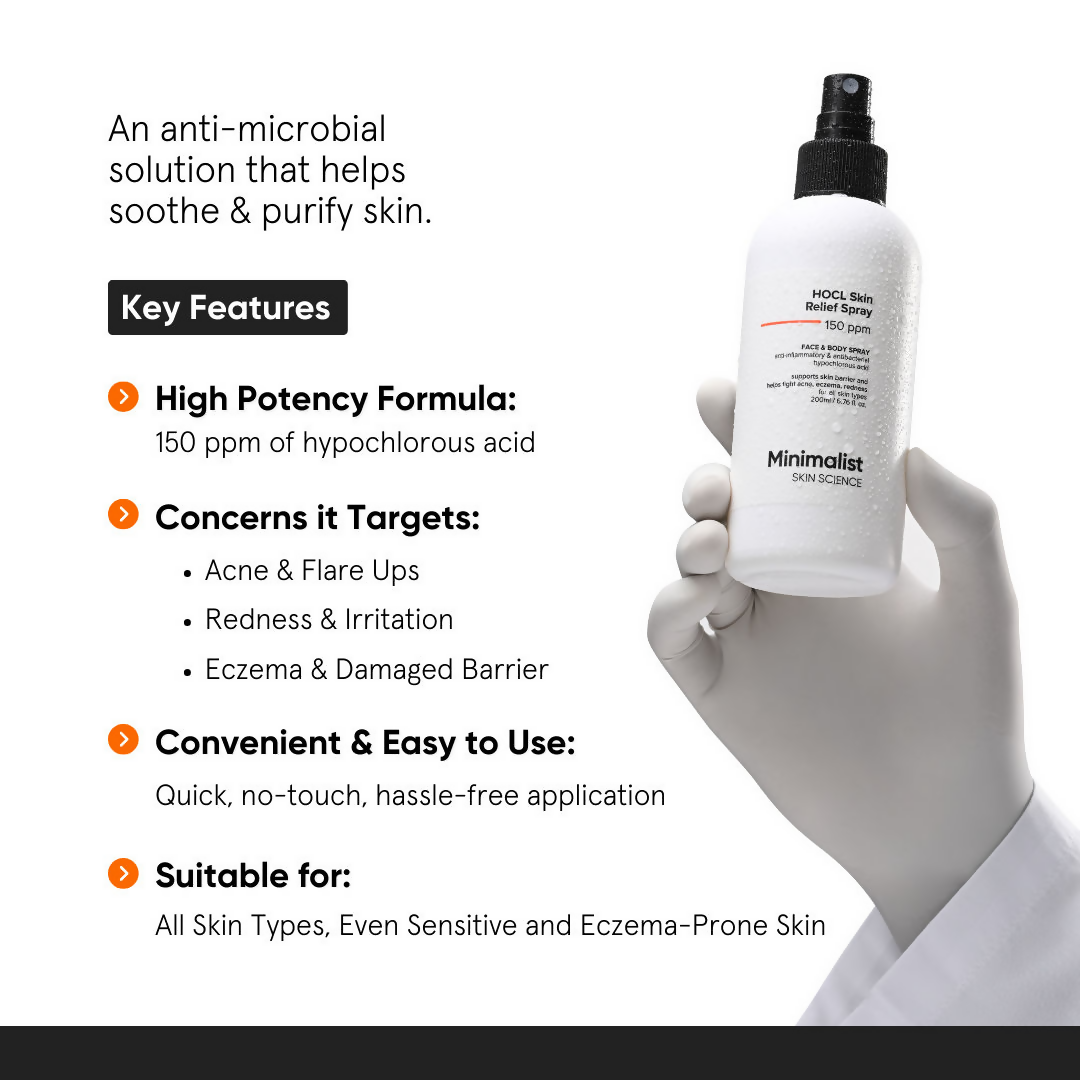 Minimalist HOCL Skin Relief Spray 150 PPM Face & Body Spray