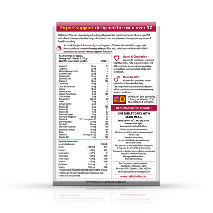 Wellman 50+ UK's No.1 Multivitamin Tablets For Men above 50 (Ginseng, Citrus & Amino Acids & Micronutrients)