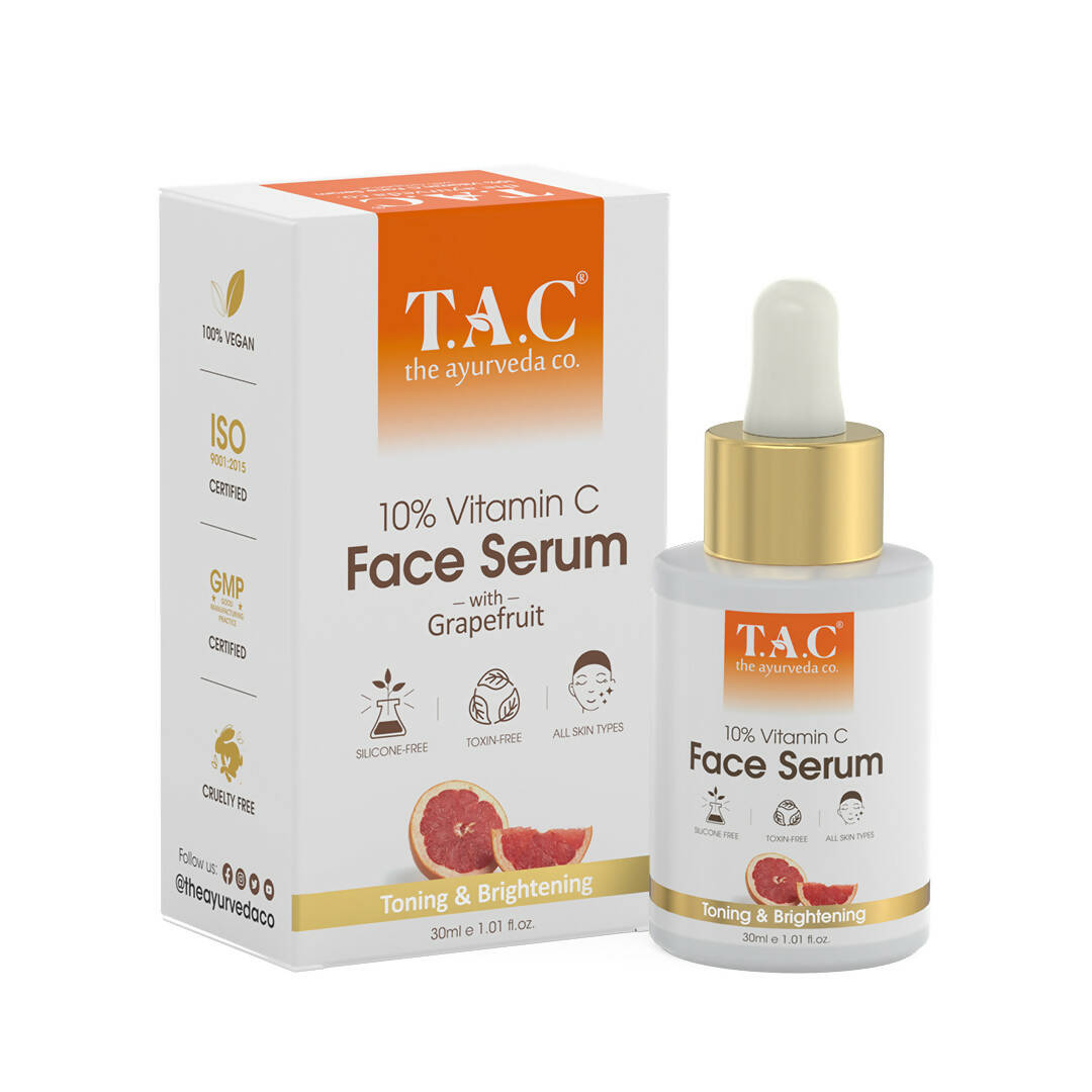 TAC - The Ayurveda Co. 10% Vitamin C Face Serum for Toning, Brightening & Glowing Skin For Women & Men - DrMediCart