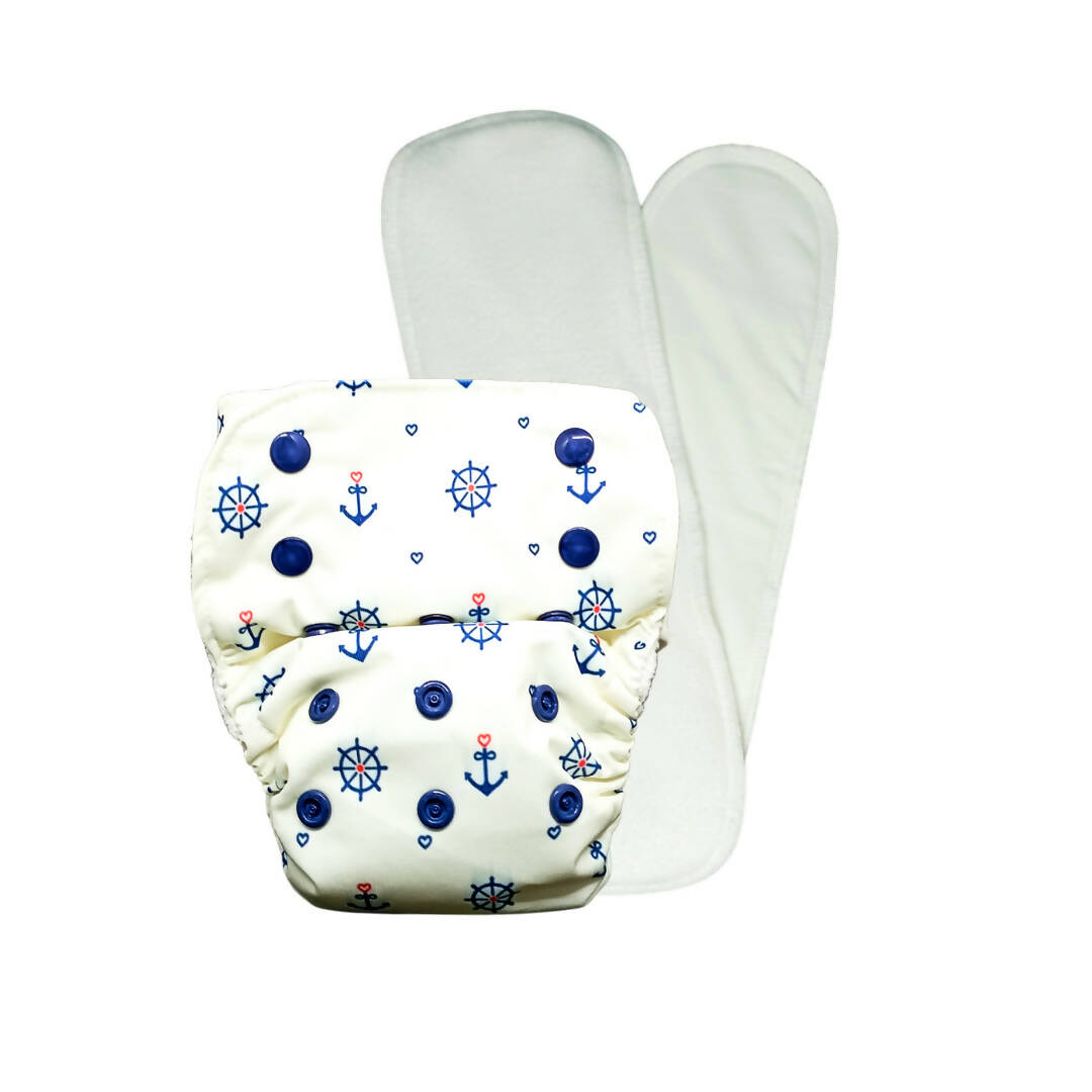 Buy Kindermum Nano Aio Cloth Diaper With 2 Organic Cloth Inserts- Anchor For Kids from DrMediCart, Ship from India to USA