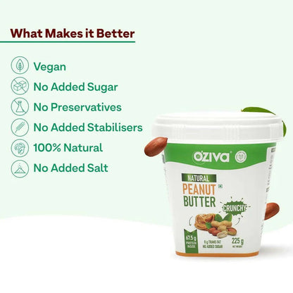 OZiva Natural Peanut Butter-Crunchy