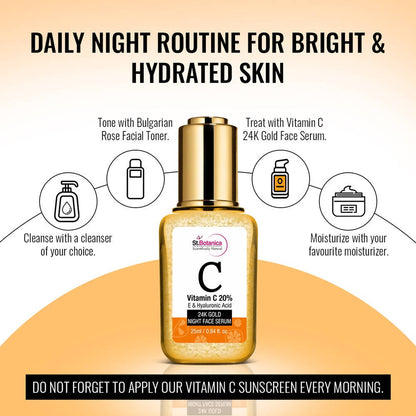 St.Botanica Vitamin C 20%, E & Hyaluronic Acid 24k Gold Night Face Serum