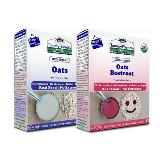 Buy TummyFriendly Foods Organic Oats and Organic Oats, Beetroot Porridge Mixes for 6 Months Old from DrMediCart, Ship from India to USA
