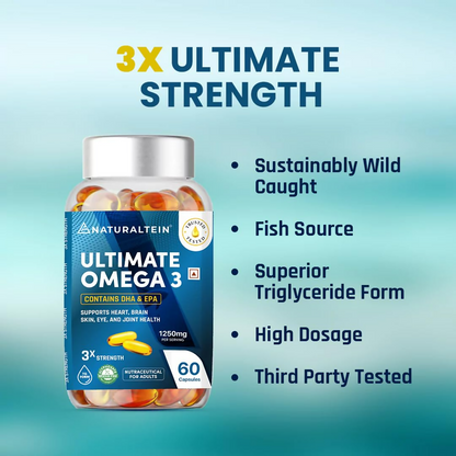 Naturaltein Omega-3 Fish Oil 1250mg Triple Strength Softgels
