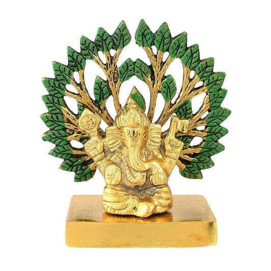 CraftVatika Metal Ganesha Idol Under Tree