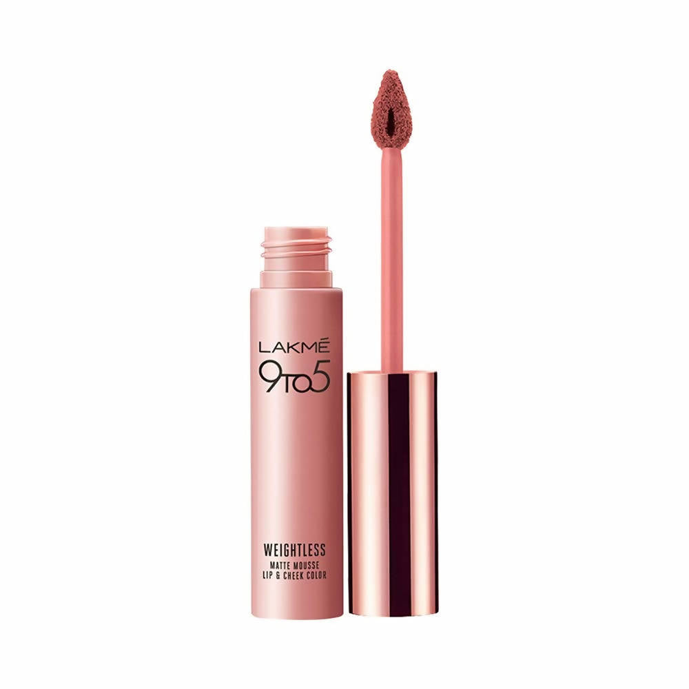 Lakme 9 To 5 Double Duty Lip & Cheek Mousse Matte Lipstick & Soft Blush, Blush Velvet