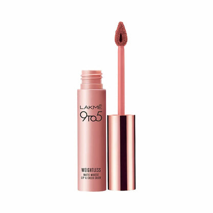 Lakme 9 To 5 Double Duty Lip & Cheek Mousse Matte Lipstick & Soft Blush, Blush Velvet