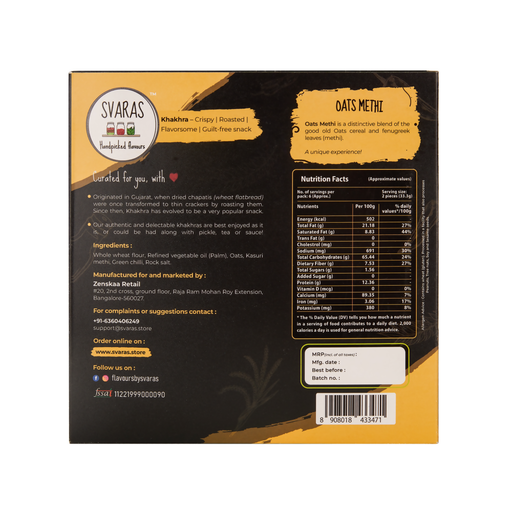Svaras Oats Methi Khakhra