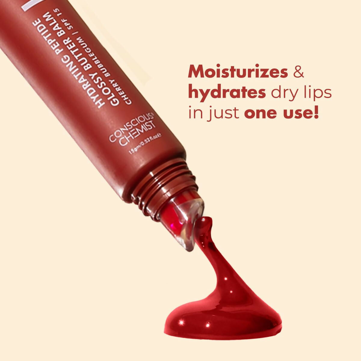 Conscious Chemist Peptide Lip Balm, Lush Lips with SPF15 - Cherry Bubblegum