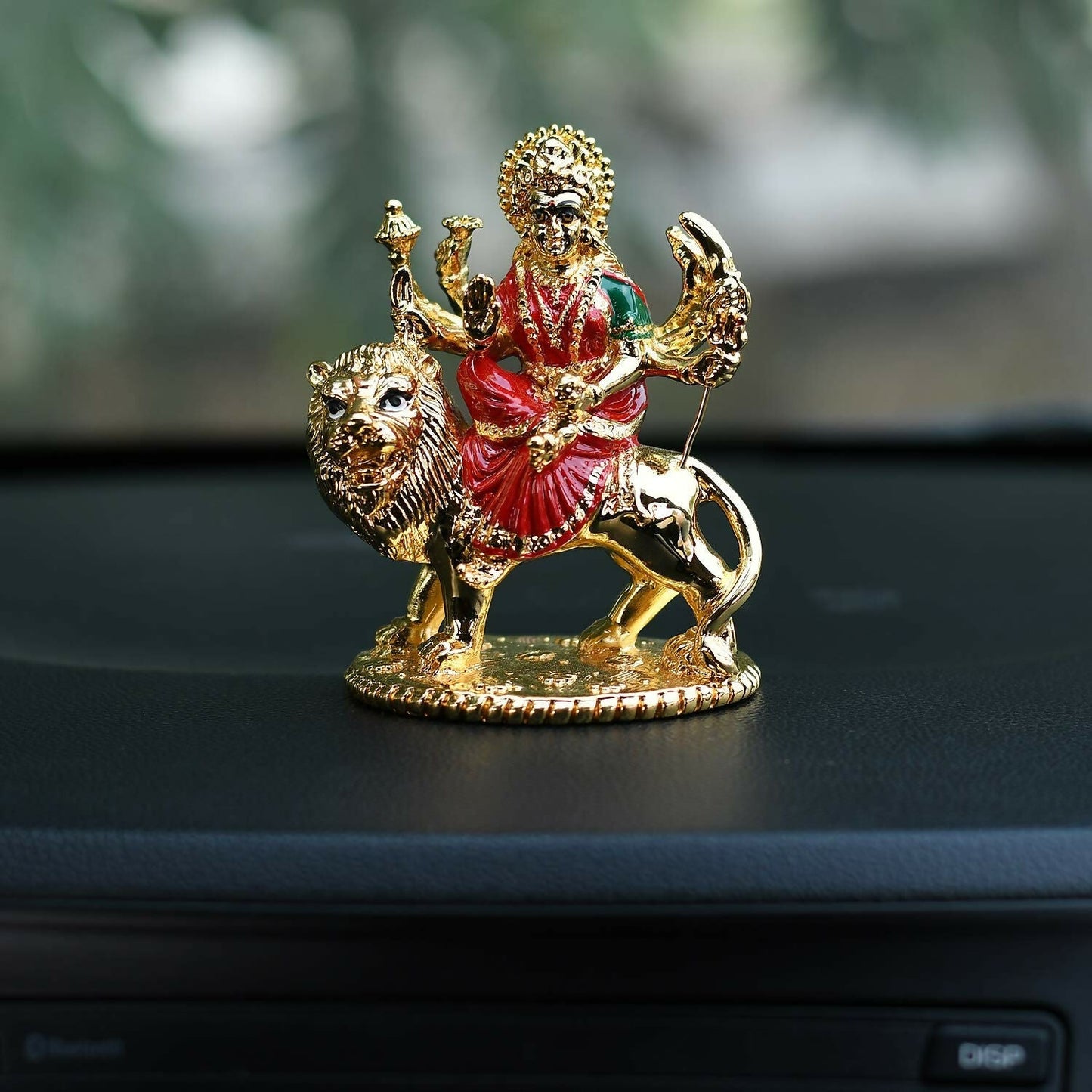 Collectible India Gold-Polished Goddess Maa Durga Sherawali Mata Idol