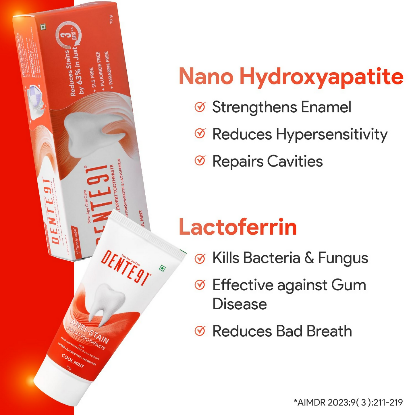 Dente91 Anti-Stain Expert Toothpaste For Stain Removal &Teeth Whitening