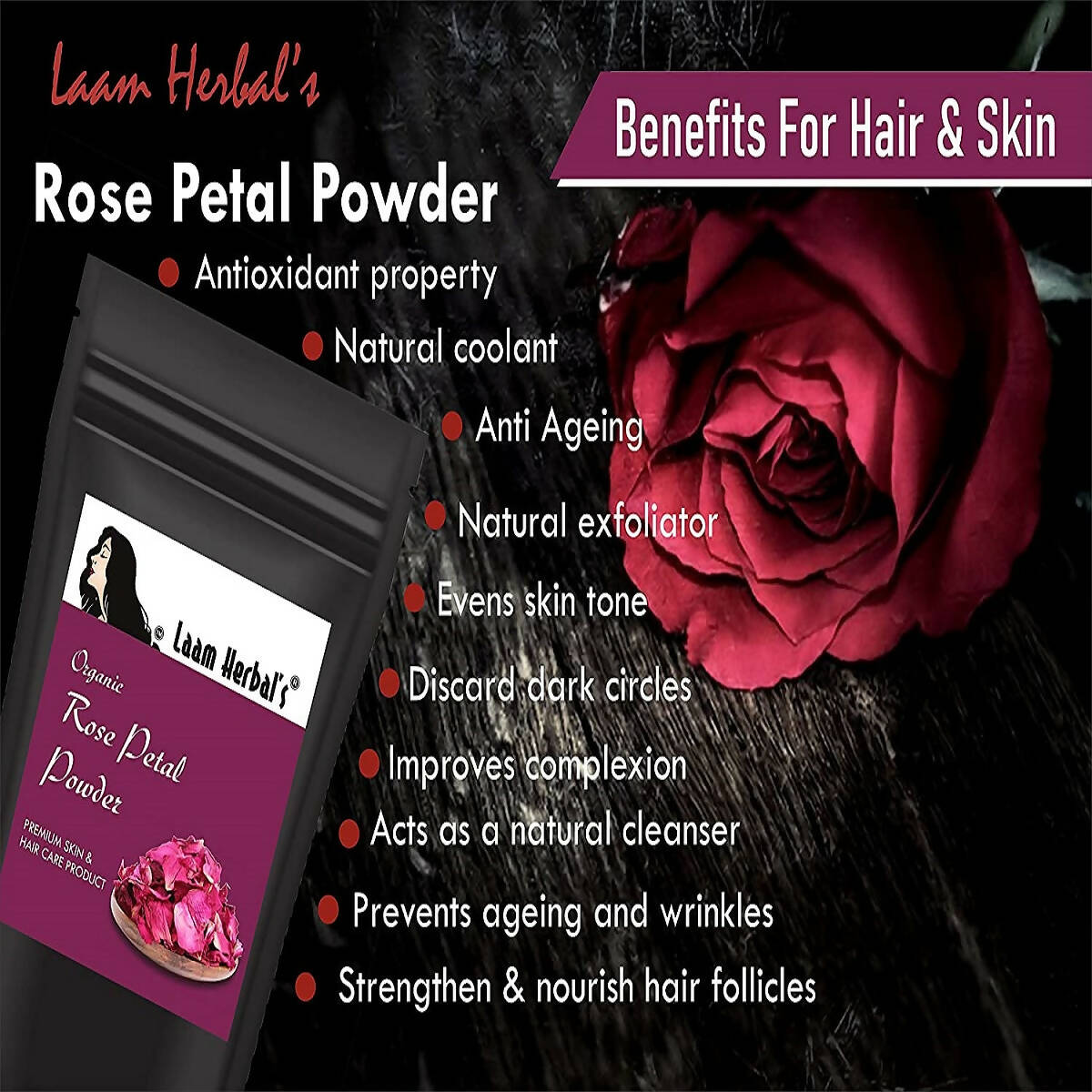 Laam Herbal's Rose Petal, Orange Peel, Multani Mitti, Aloe Vera, Neem Leaf, Sandalwood Powder