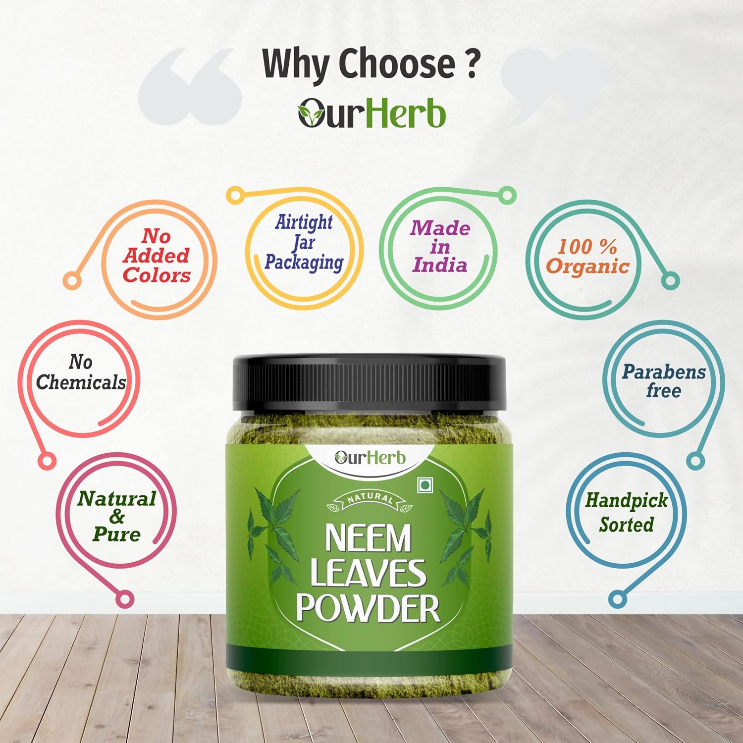 OurHerb Pure Neem Leaves Powder For Face Pack & Hair Care