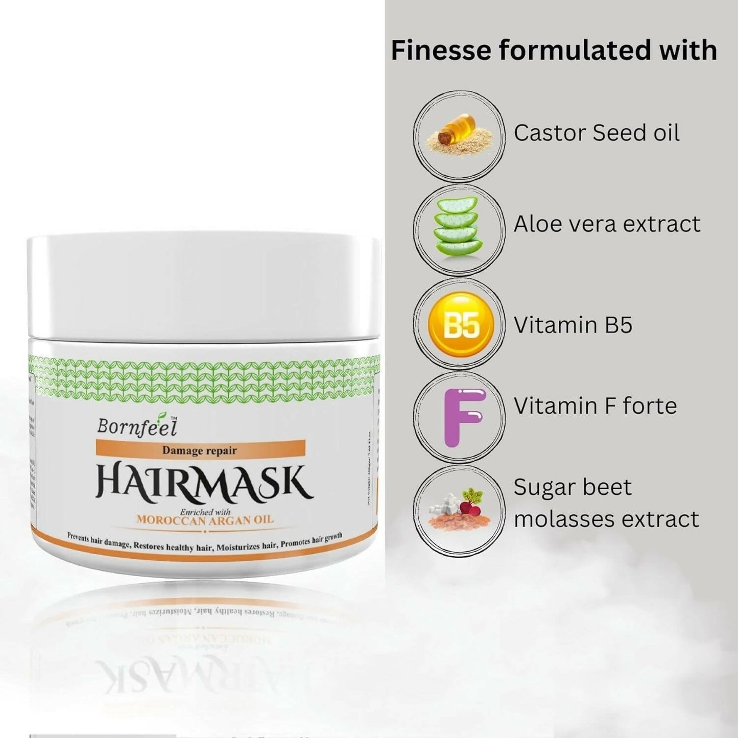 Bornfeel Damage Repair Hair Mask Enriched With Moroccan Argan Oil