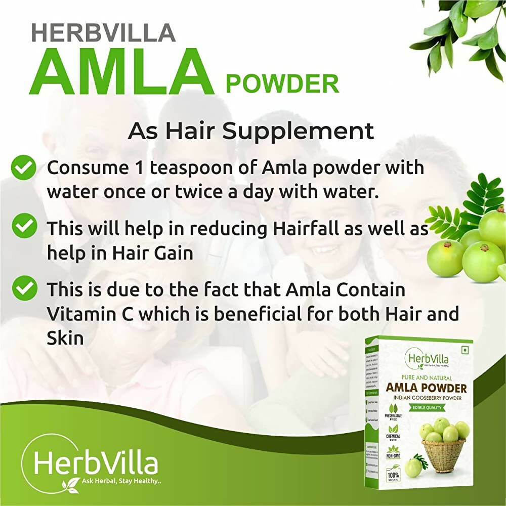 Herbvilla Amla (Indian Gooseberry) Powder For Hair Growth