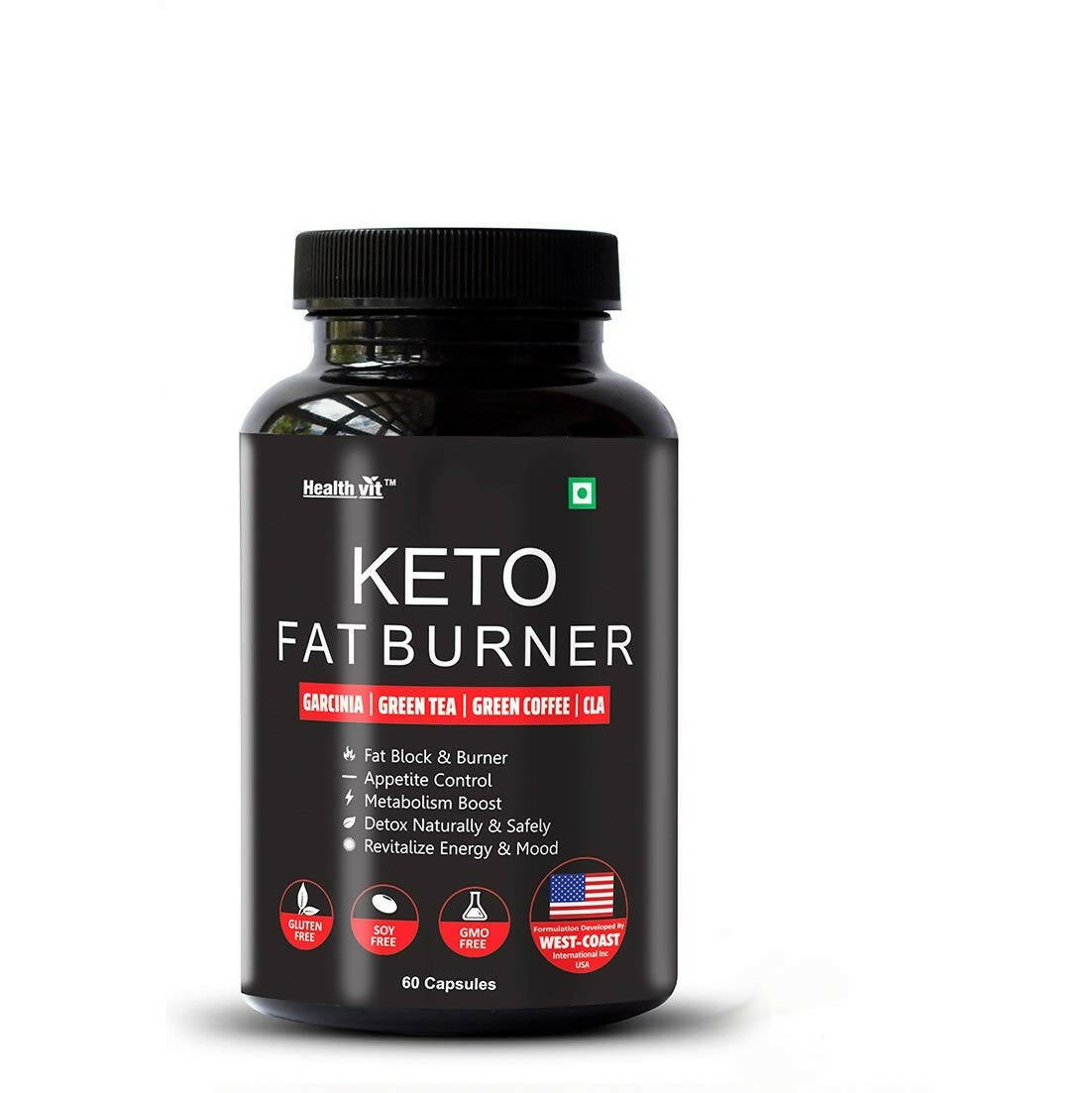 Buy Healthvit Keto Fat Burner With Garcinia, Green Tea, Green Coffee Capsules from DrMediCart, Ship from India to USA