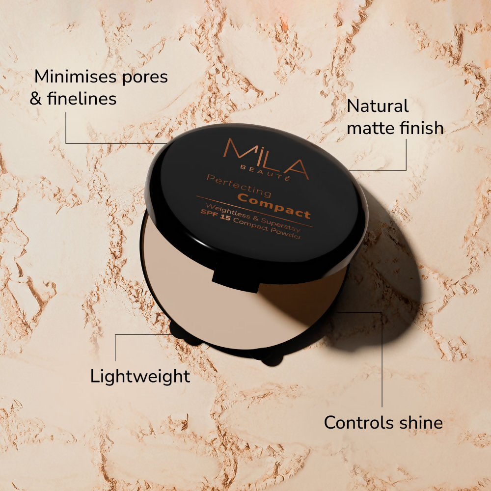 Mila Beaute Superstay Natural Matte Finish Perfecting Compact Powder with SPF 15 - True Beige