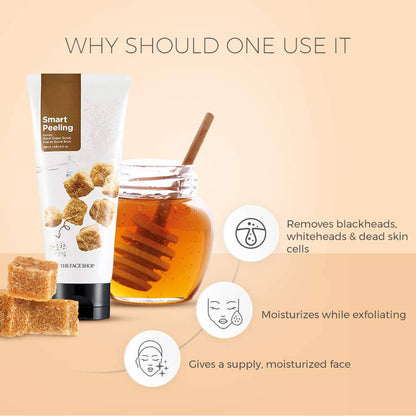 The Face Shop Smart Peeling Honey Black Sugar Scrub - Korean Skincare