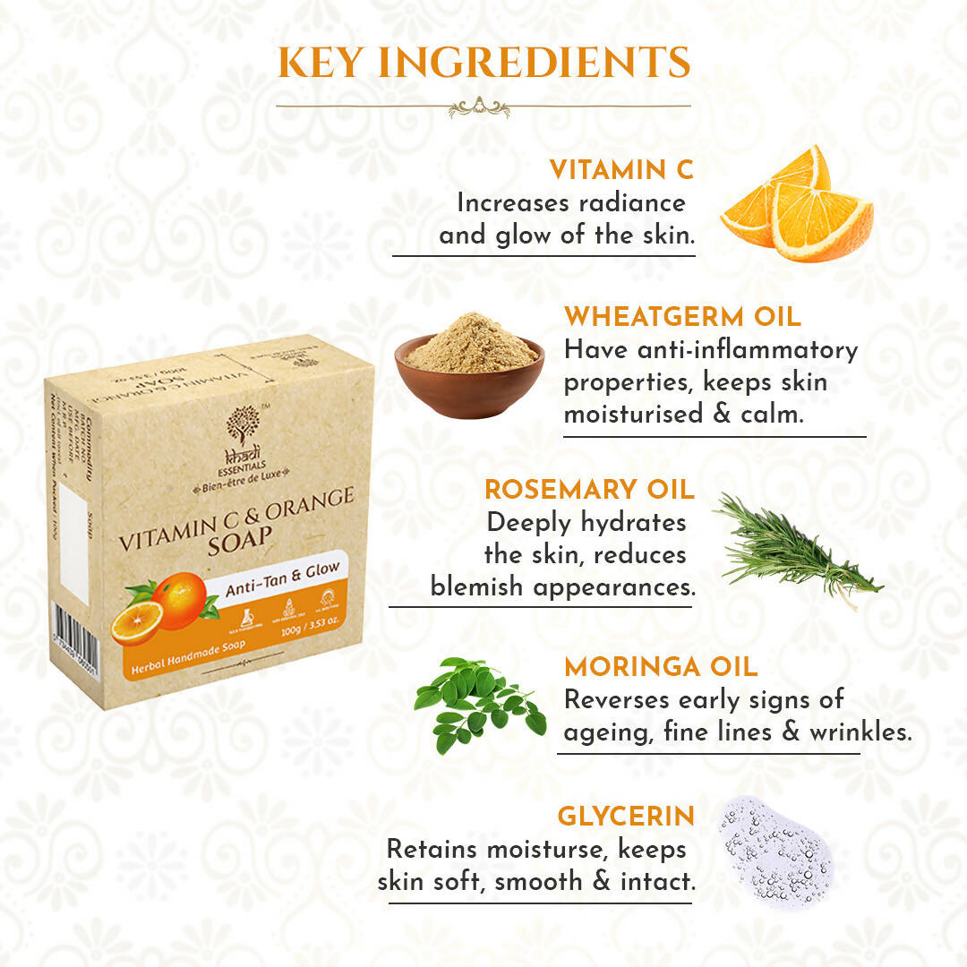 Khadi Essentials Vitamin C & Orange Handmade Herbal Soap - DrMediCart