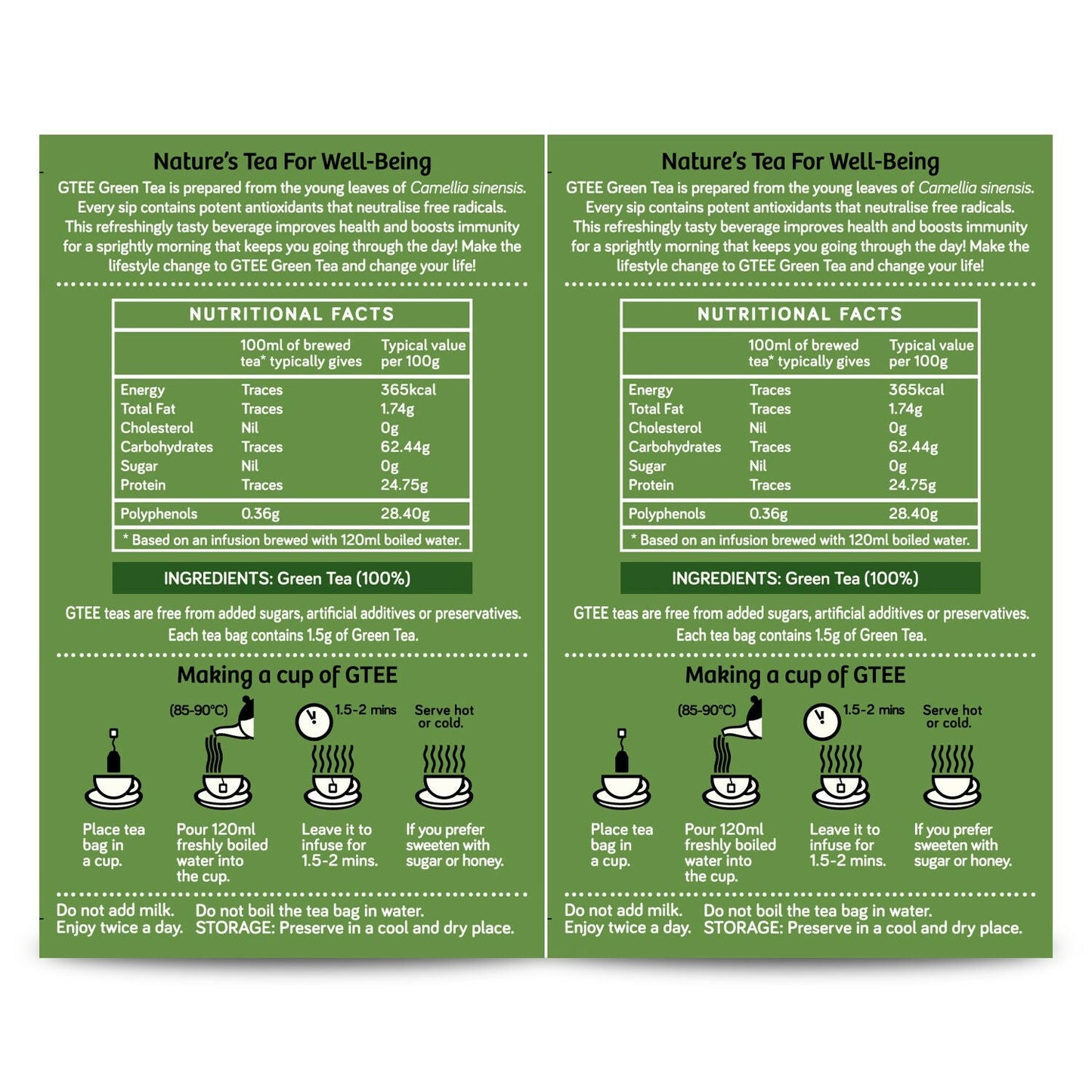 Gtee Green Tea Bags - Regular