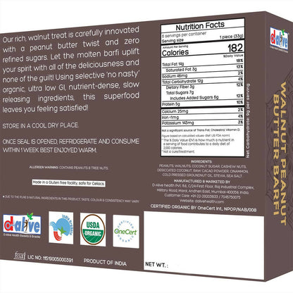 D-Alive Walnut Peanut Butter Barfi - Drmedicart