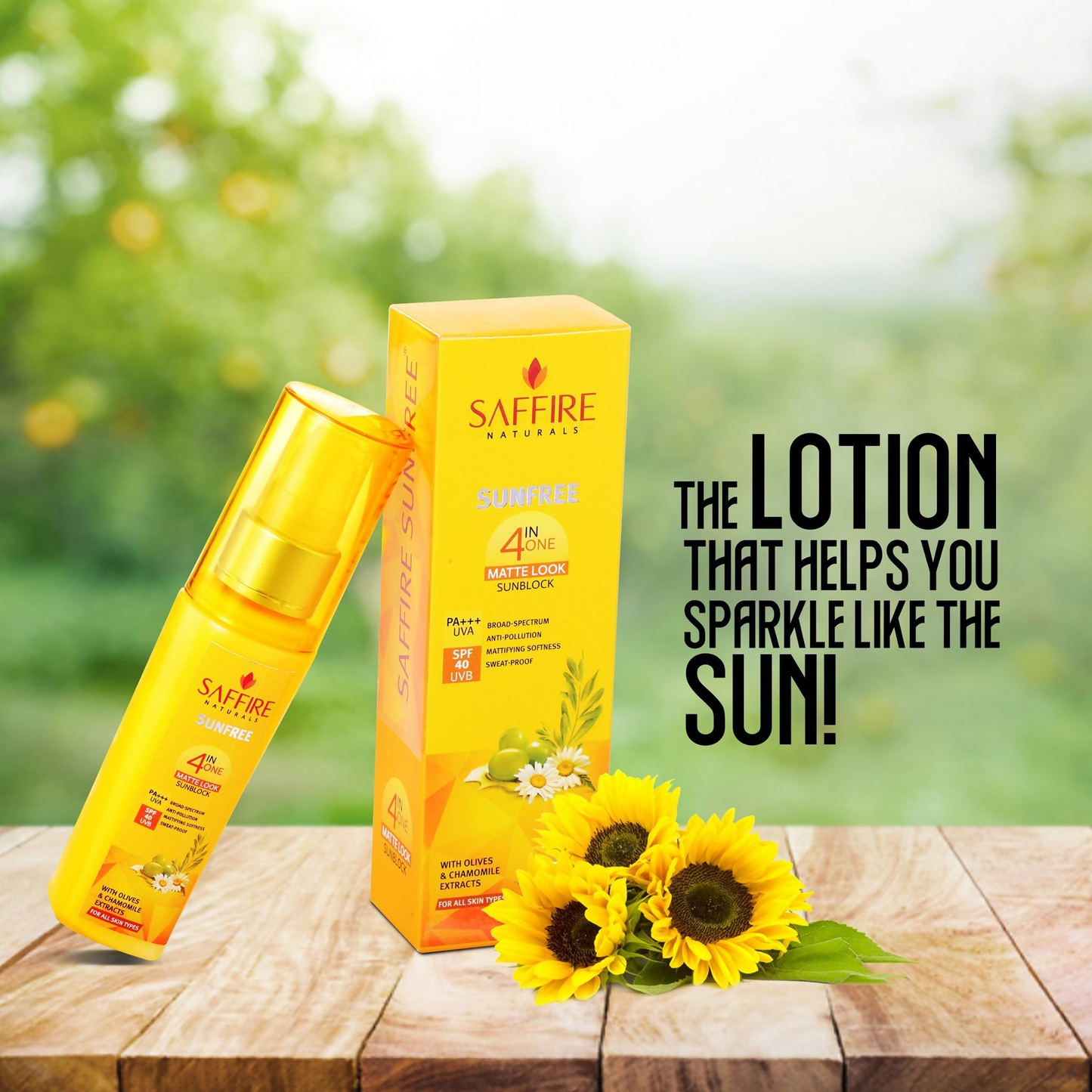 Saffire Naturals 4-In-One SunFree Matte Look SunBlock SPF 40