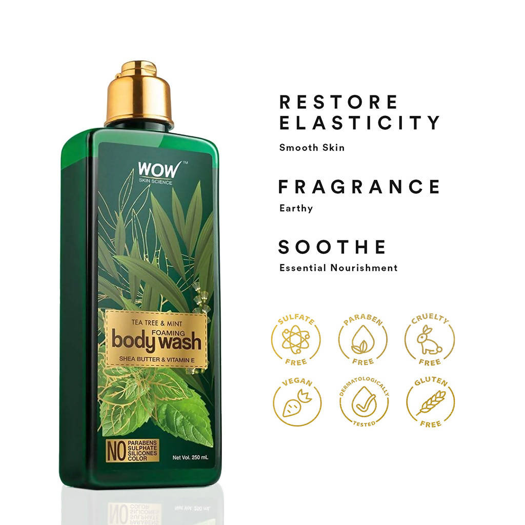 Wow Skin Science Tea Tree & Mint Foaming Body Wash - Drmedicart