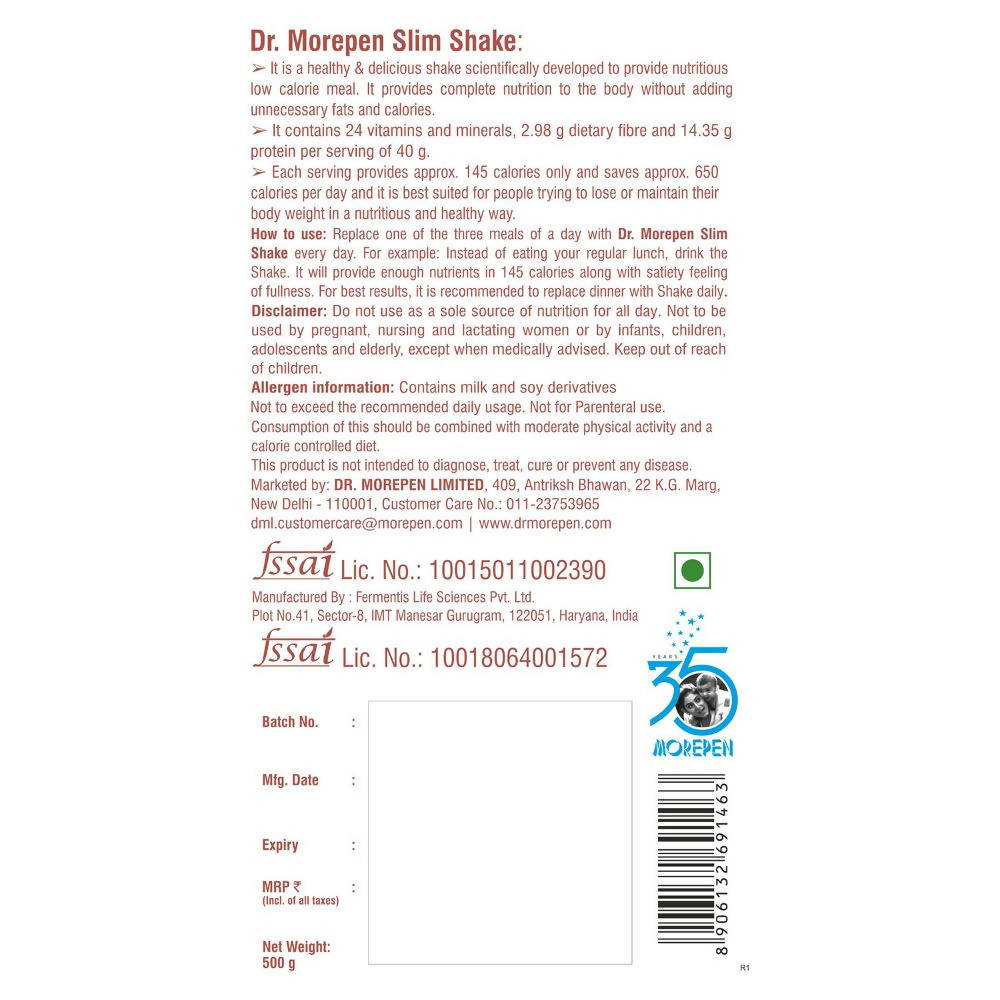 Dr. Morepen Slim Shake - Strawberry Flavor