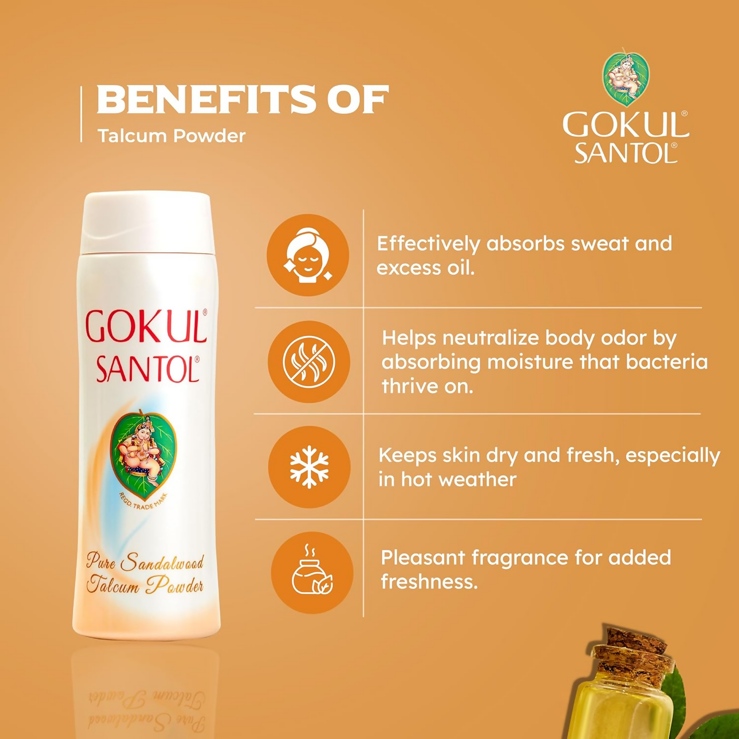Gokul Santol Pure Sandalwood Talcum Powder