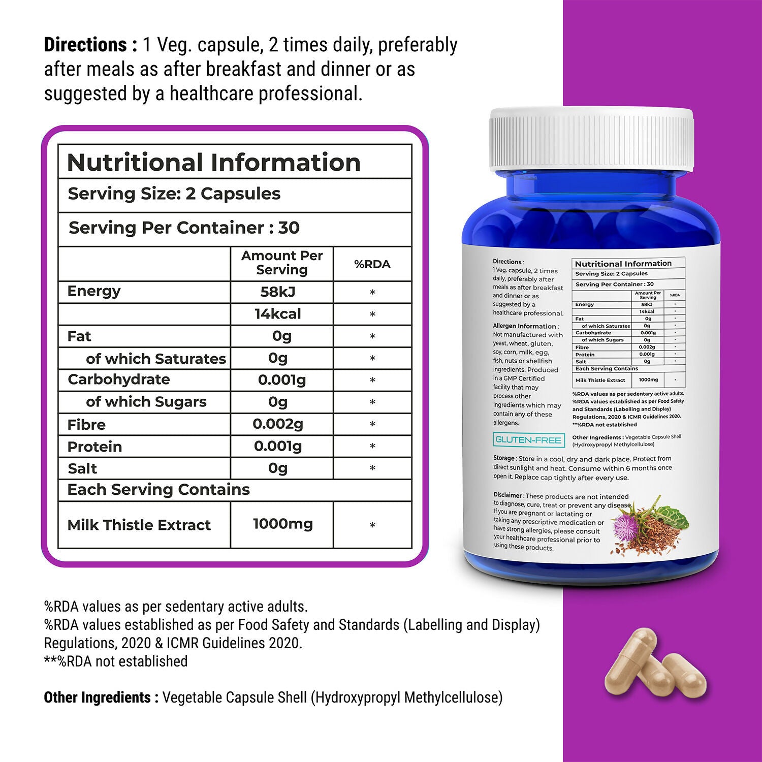 Biovitalia Organics Milk Thistle Extract Capsules