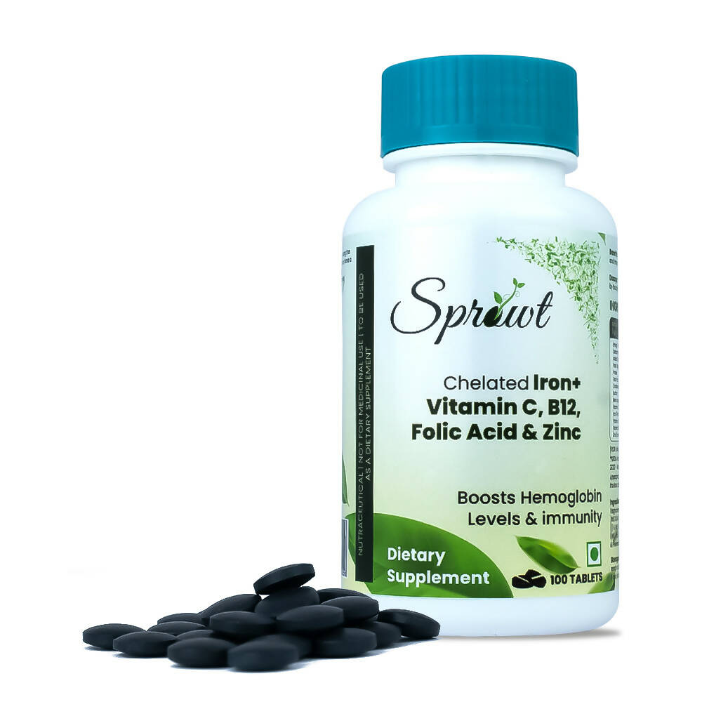 Buy Sprowt Chelated Iron + Vitamin C, B12, Folic Acid & Zinc Tablets from DrMediCart, Ship from India to USA