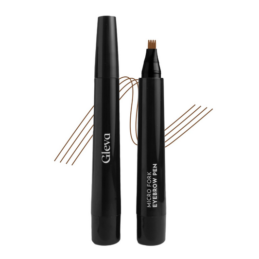 Gleva Eyebrow Pen with 4 Micro-Fork Tip Applicator - Light Brown
