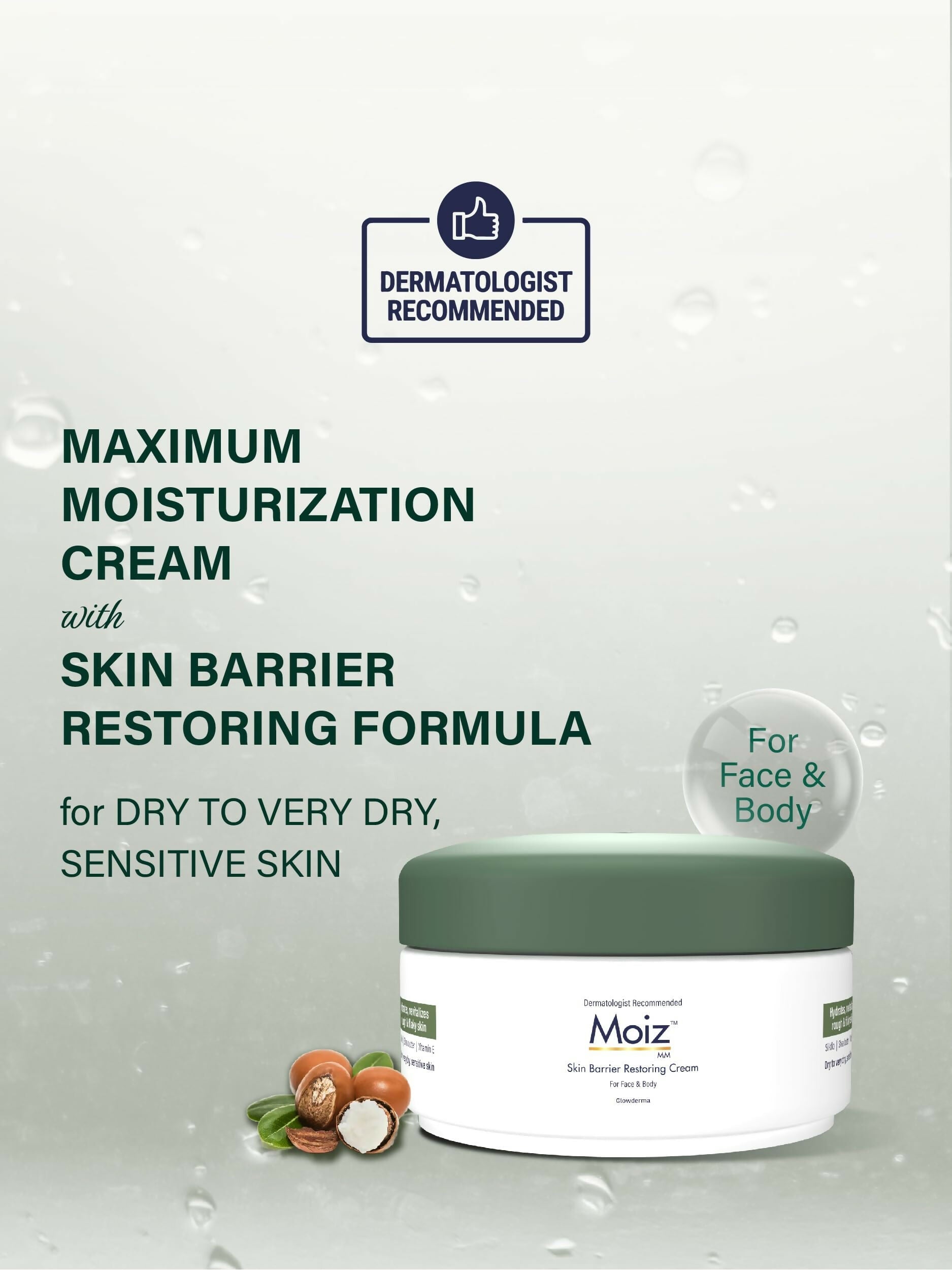 Moiz MM Skin Barrier Restoring Cream For Very Dry & Sensitive Skin, Shea Butter & Vitamin E