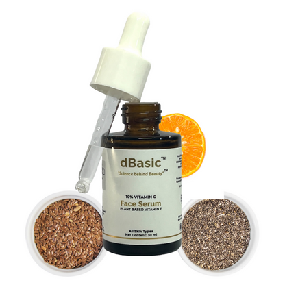 Buy dBasic 10% Vitamin C Face Serum With Vitamin F (Chia & Flax Seeds) For Face Glowing & Radiant from DrMediCart, Ship from India to USA