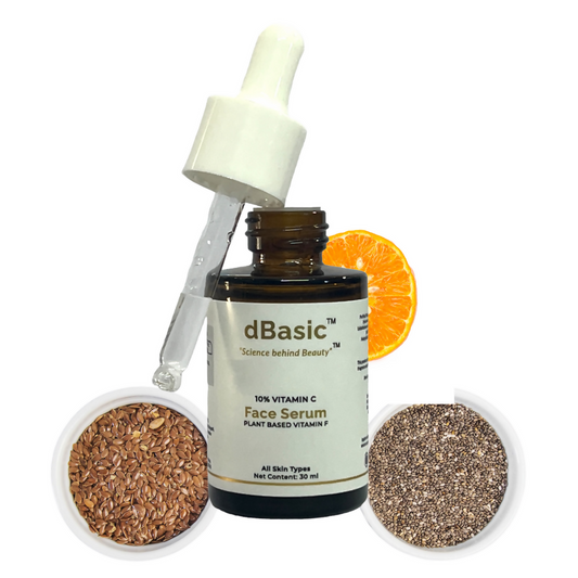 Buy dBasic 10% Vitamin C Face Serum With Vitamin F (Chia & Flax Seeds) For Face Glowing & Radiant from DrMediCart, Ship from India to USA
