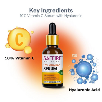 Saffire Naturals 10% Vitamin C Serum Enriched With Hyaluronic