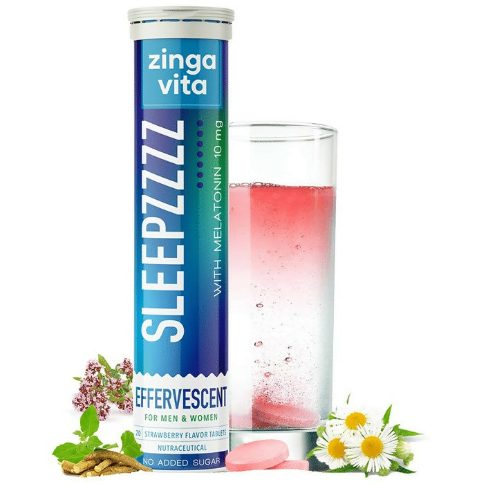 Zingavita Sleepzzzz with Melatonin 10mg Effervescent Tablets - Strawberry Flavor - Drmedicart