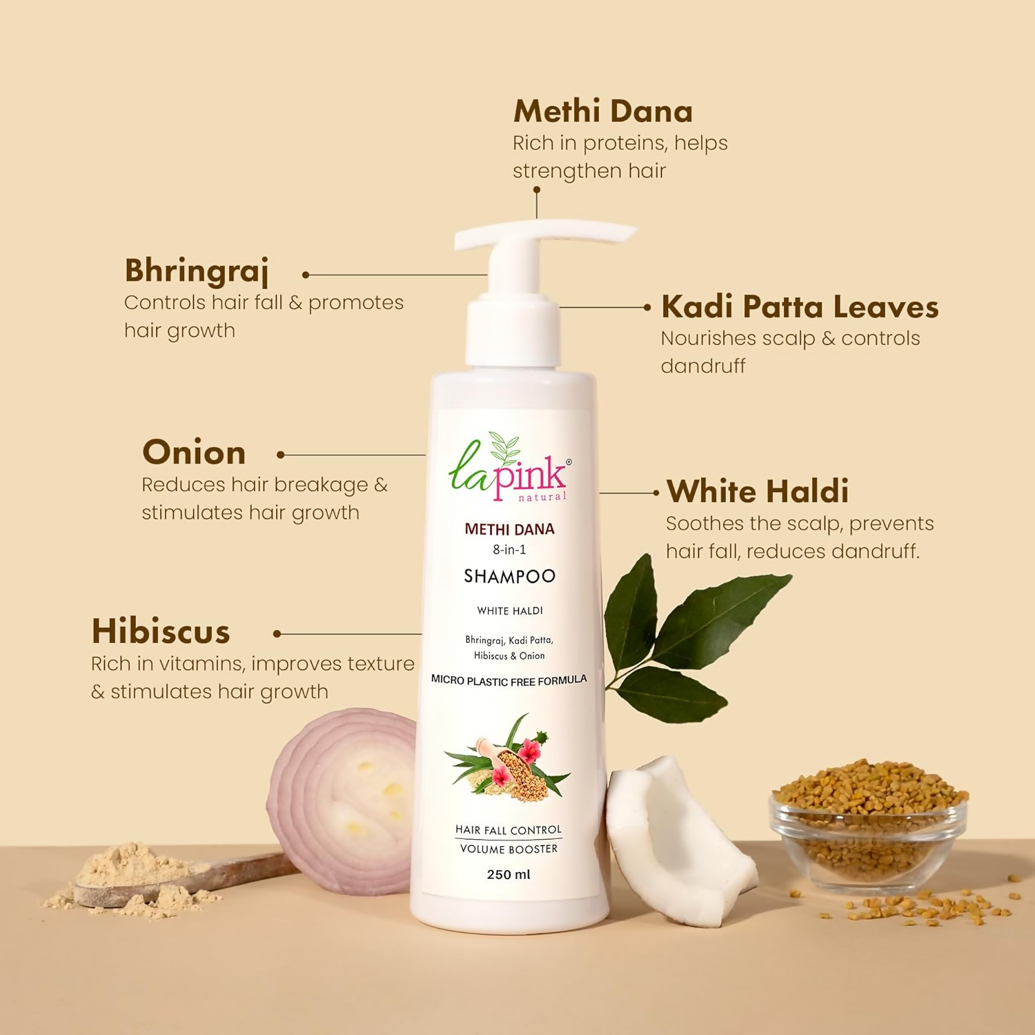 La Pink Methi Dana 8-in-1 Hair Fall Control Shampoo