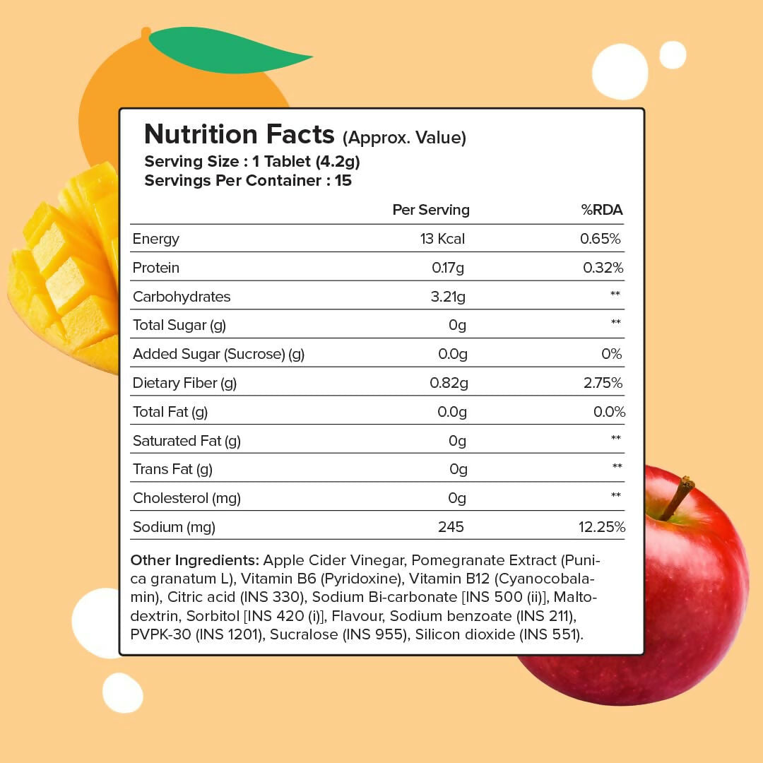 PLIX The Plant Fix Apple Cider Vinegar Effervescent Tablets with Mother - Mango