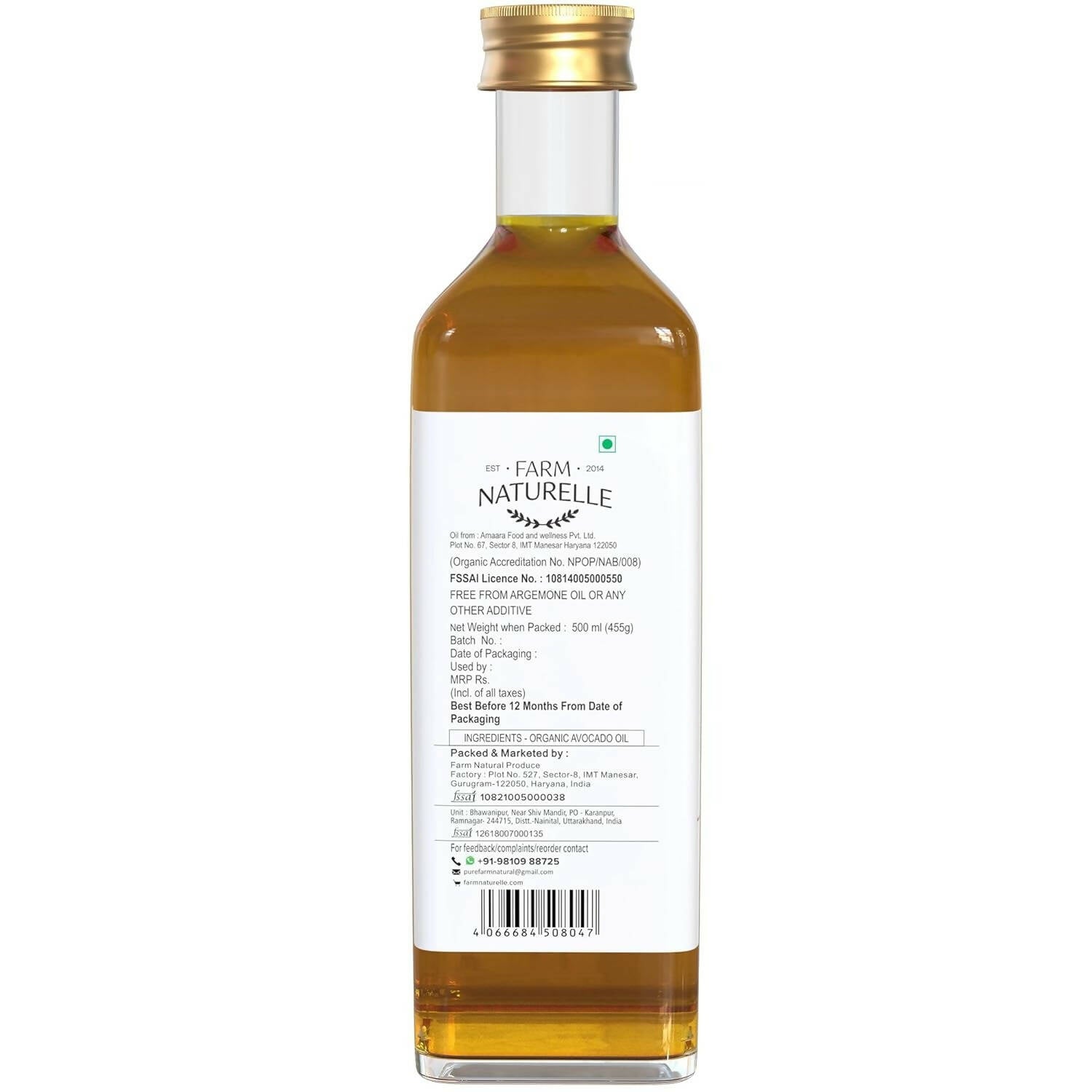 Farm Naturelle 100% Pure Extra Virgin Avocado Oil