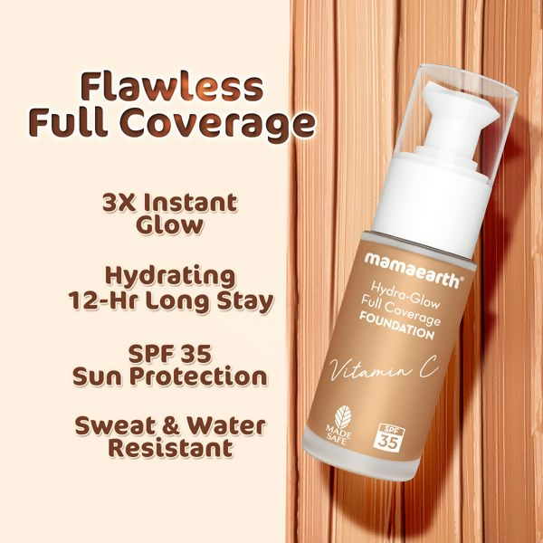 Mamaearth Hydra-Glow Full Coverage Foundation With Vitamin C & Turmeric - Caramel Glow - Limited Time Offer