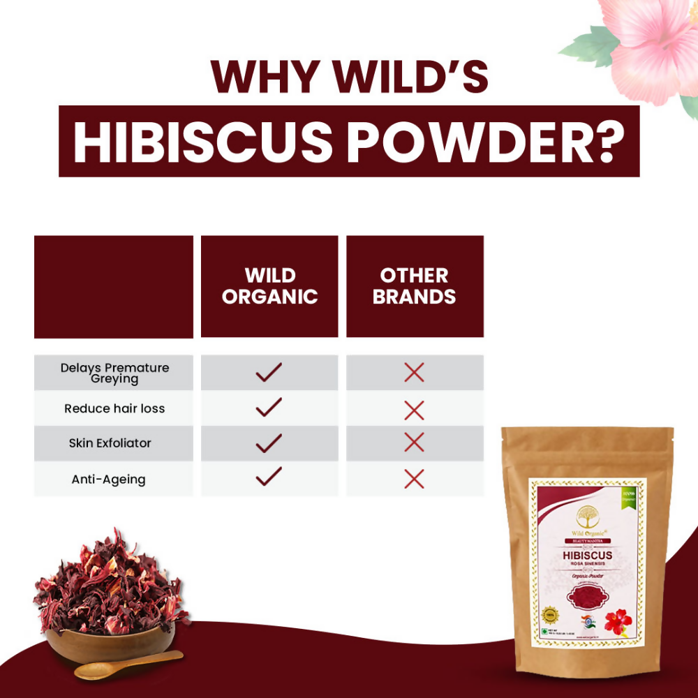 Wild Organic Hibiscus Flower Powder For Skin And Hair Care