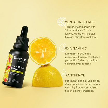 Quench Vitamin C Glow Boost Serum with Yuzu Extracts Brightens & Fades Dark Spots