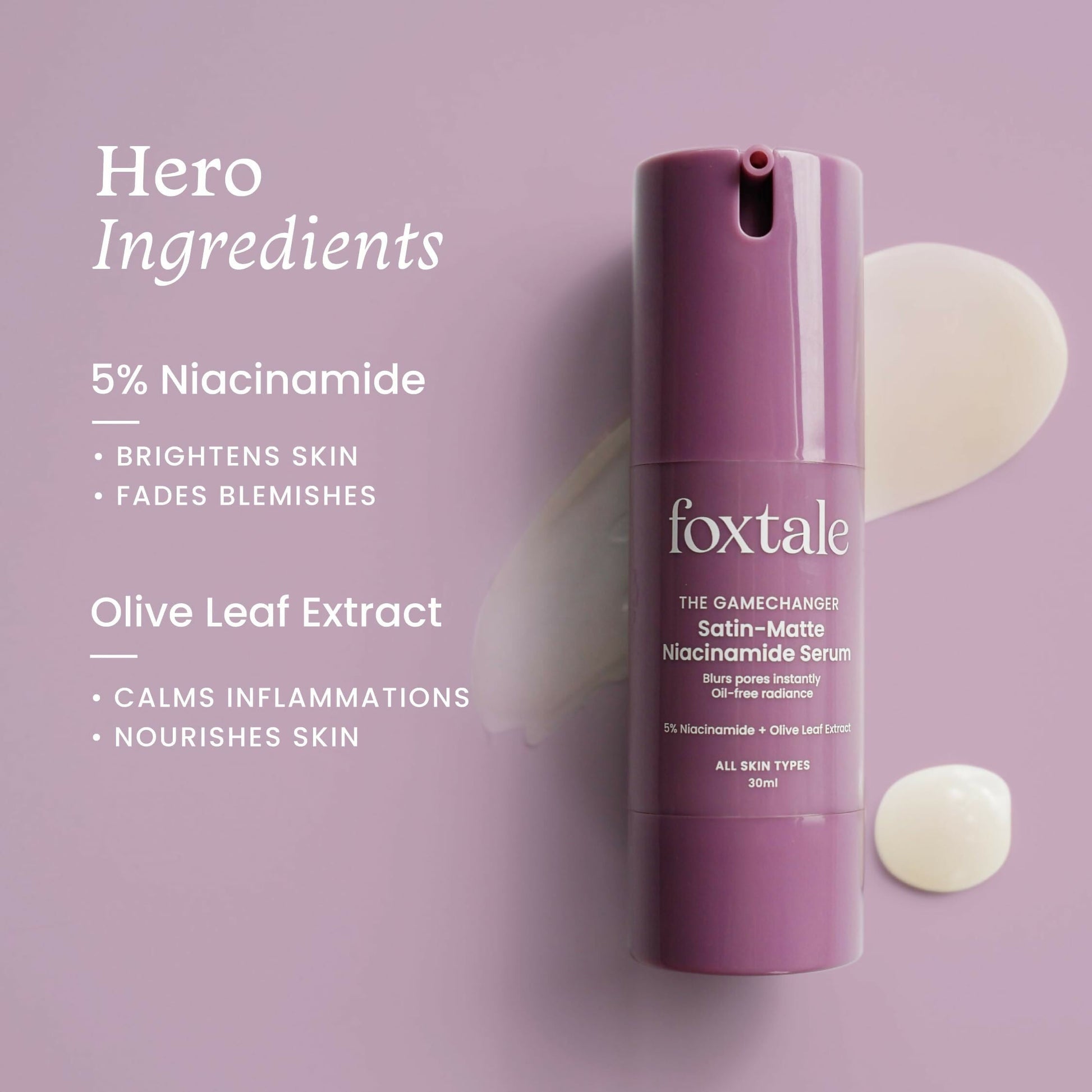 Foxtale 5% Niacinamide Face Serum - Fades Blemishes & Acne Marks, Reduce Dark Spots, Controls Oil and Brightens Skin