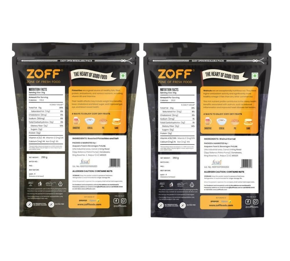 Zoff Premium Salted Pista & Roasted Walnuts Combo