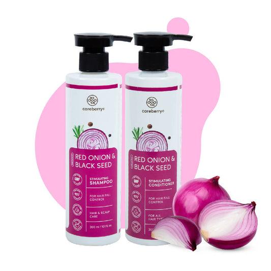 Careberry Organic Red Onion & Black Seed Oil Shampoo + Conditioner For Anti Hair Fall - DrMediCart
