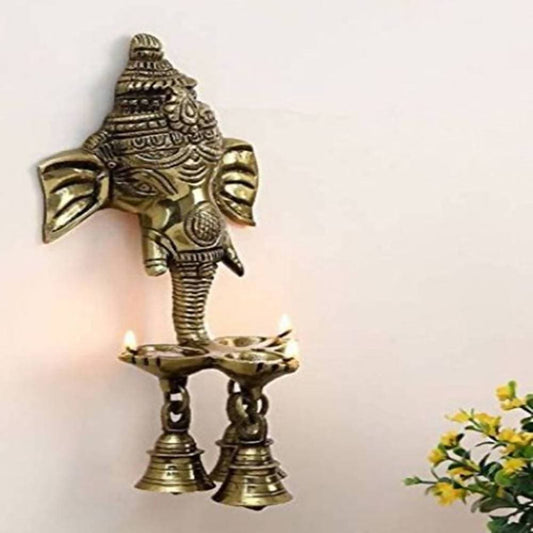 Puja N Pujari Ganesh Wall Hanging Three Diya Oil Lamp - Drmedicart