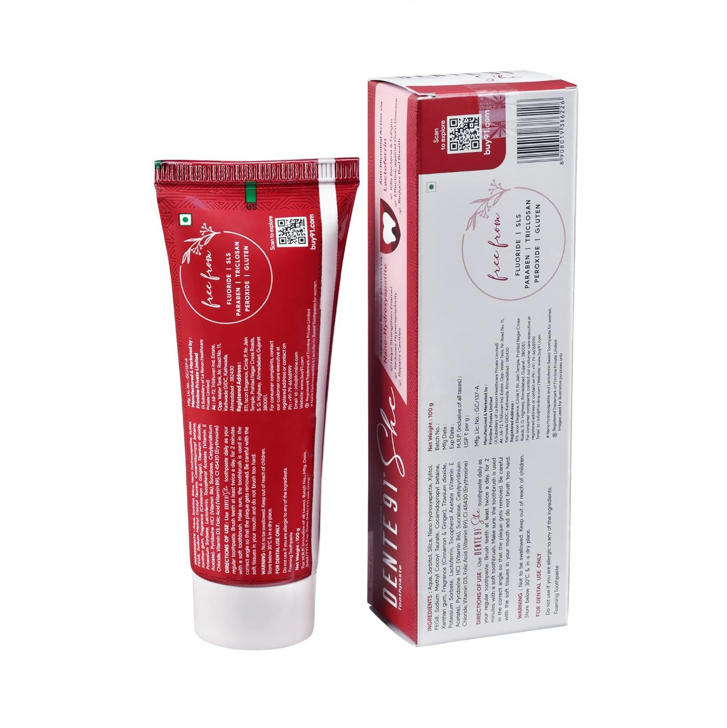 Dente91 She Toothpaste Specially Crafted For Women, Remove Plaque